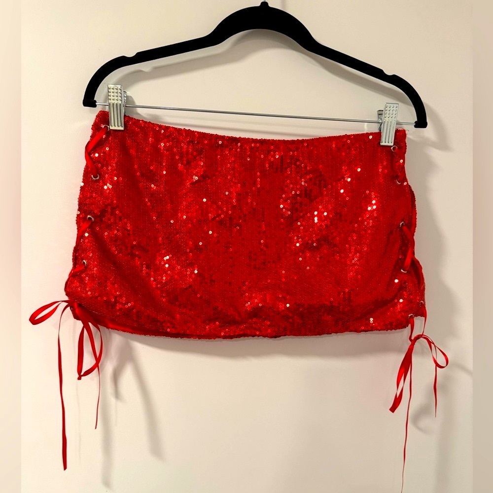 Frederick's of Hollywood Red Sequin Mini Skirt